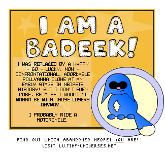 Quiz result that says I am a Badeek